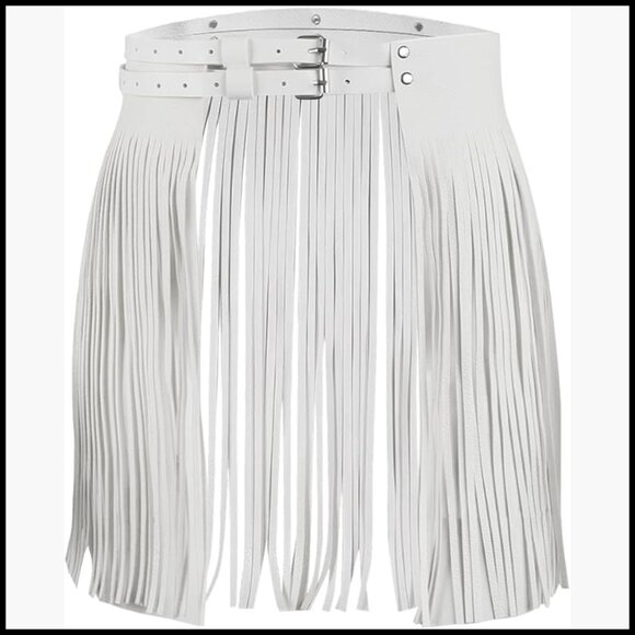 PU Leather Wide Tassel Waist Belt Adjustable Fringe Skirt Belt main image 7